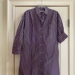 LOFT Purple Button Down Shirtdress with Rolled Sleeves NWT